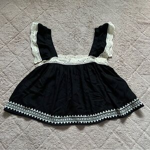 NWT‎ Band of the Free Embroidered Lace Square Neck Blouse Women's Size XS